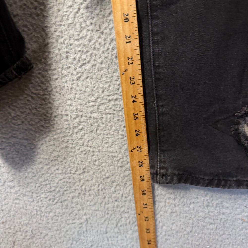 SHEIN Mens Black Distressed Camo Inset Straight Leg Jeans Size Medium 34 x 29.5 - Picture 5 of 6